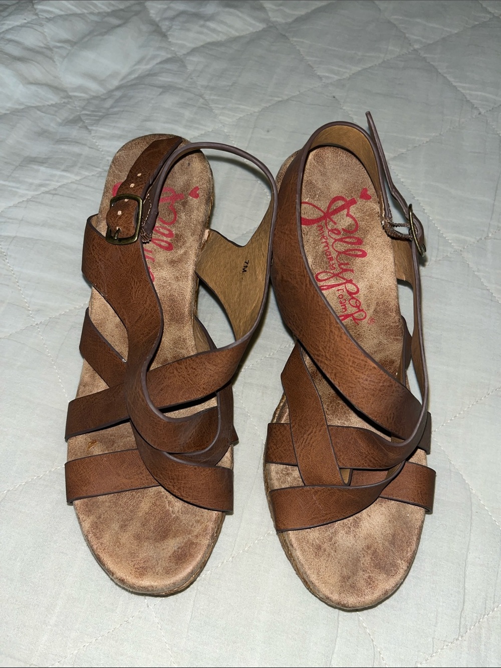 Brown Crisscross Slingback Sandals